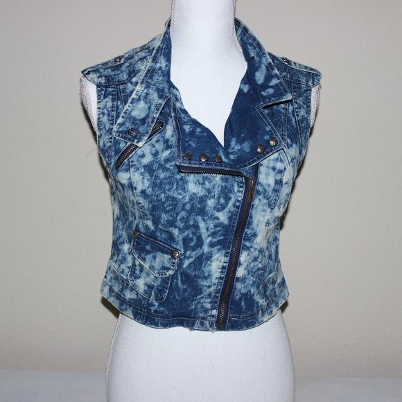 Hot & Delicious Tops - Denim Tie-Dye Vest